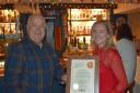 Left to right: Graham Hards (CAMRA South Oxfordshire Chairman), Katie Baldock, pub general manager