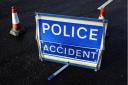 Police accident sign stock image
