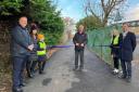 Cabinet Member for Transport Steven Broadbent (L) and Council Leader Martin Tett who cut the ribbon (C)