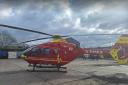 AIRLIFTED: Air ambulance at Blackpole Recycling Centre