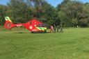 Air ambulance spotted in fields near rugby club