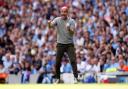 Manchester City manager Pep Guardiola on the touchline during in August 2021 (PA)