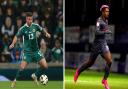 Dale Taylor (pictured right in action for Northern Ireland) was called into the starting line-up just two minutes before kick off after Lyle Taylor (pictured right for Nottingham Forest) picked up an injury