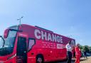 Labour Party campaign bus in Buckinghamshire