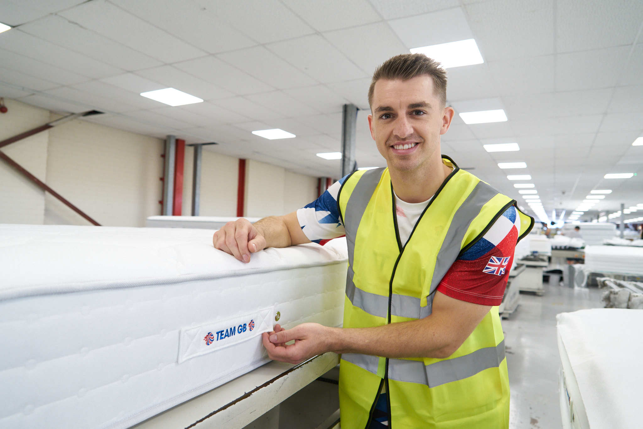 Max Whitlock visted Dreams head office in High Wycombe