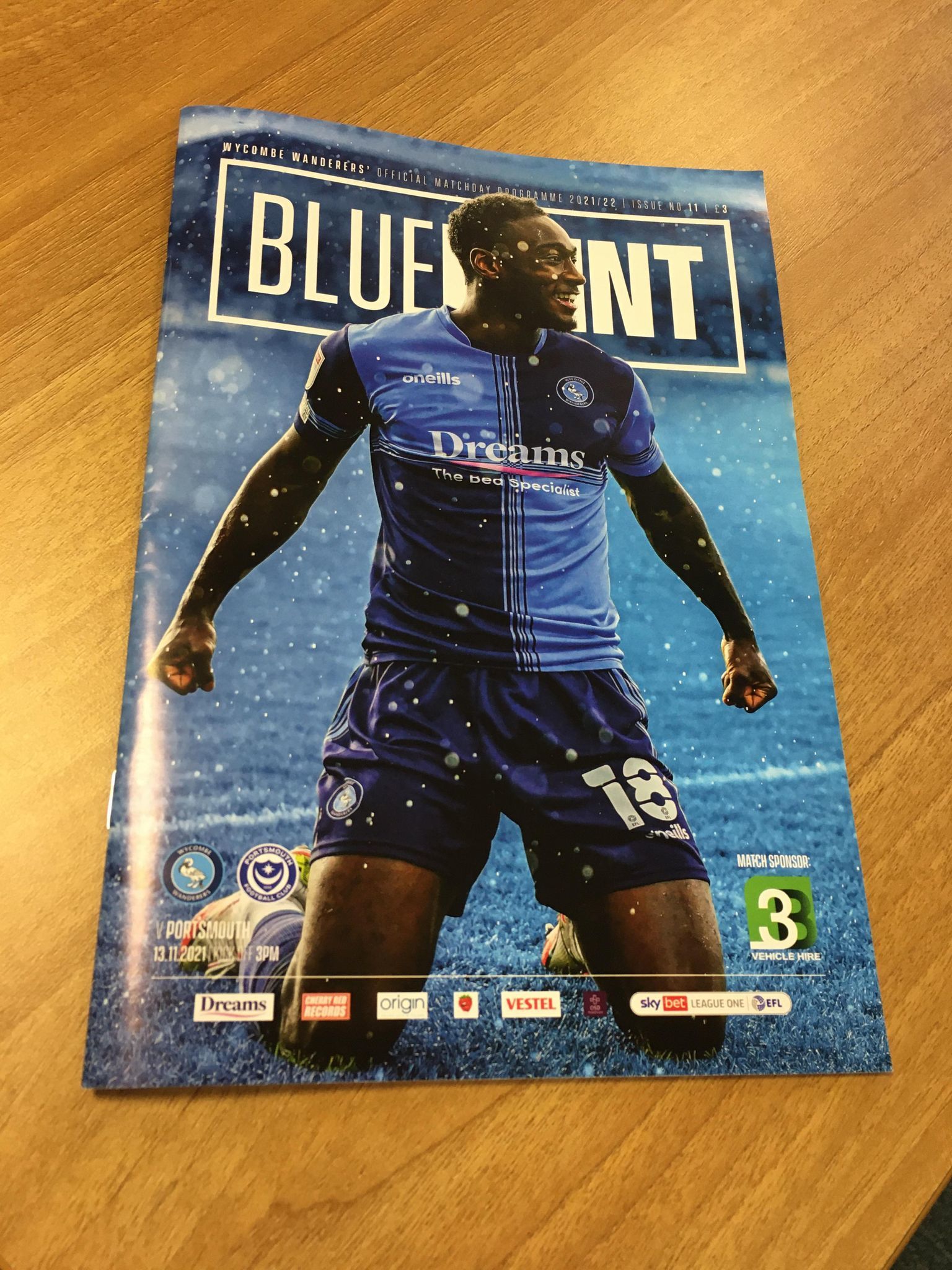 The programme from the Portsmouth match 