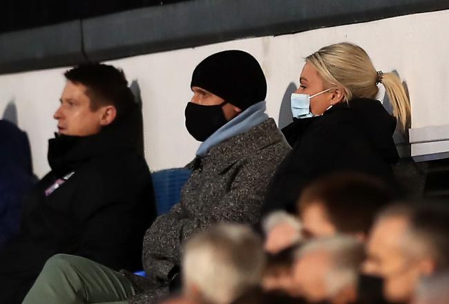 Ipswich Town's new manager Kieran McKenna (centre) in the stands during the Sky Bet League One match at Portman Road on Dec 18 (PA)