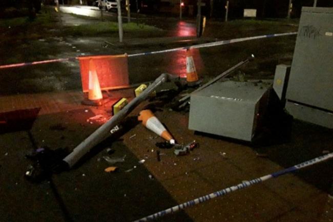 Traffic lights on Cressex Road were destroyed in a crash on Thursday night [Transport For Bucks]