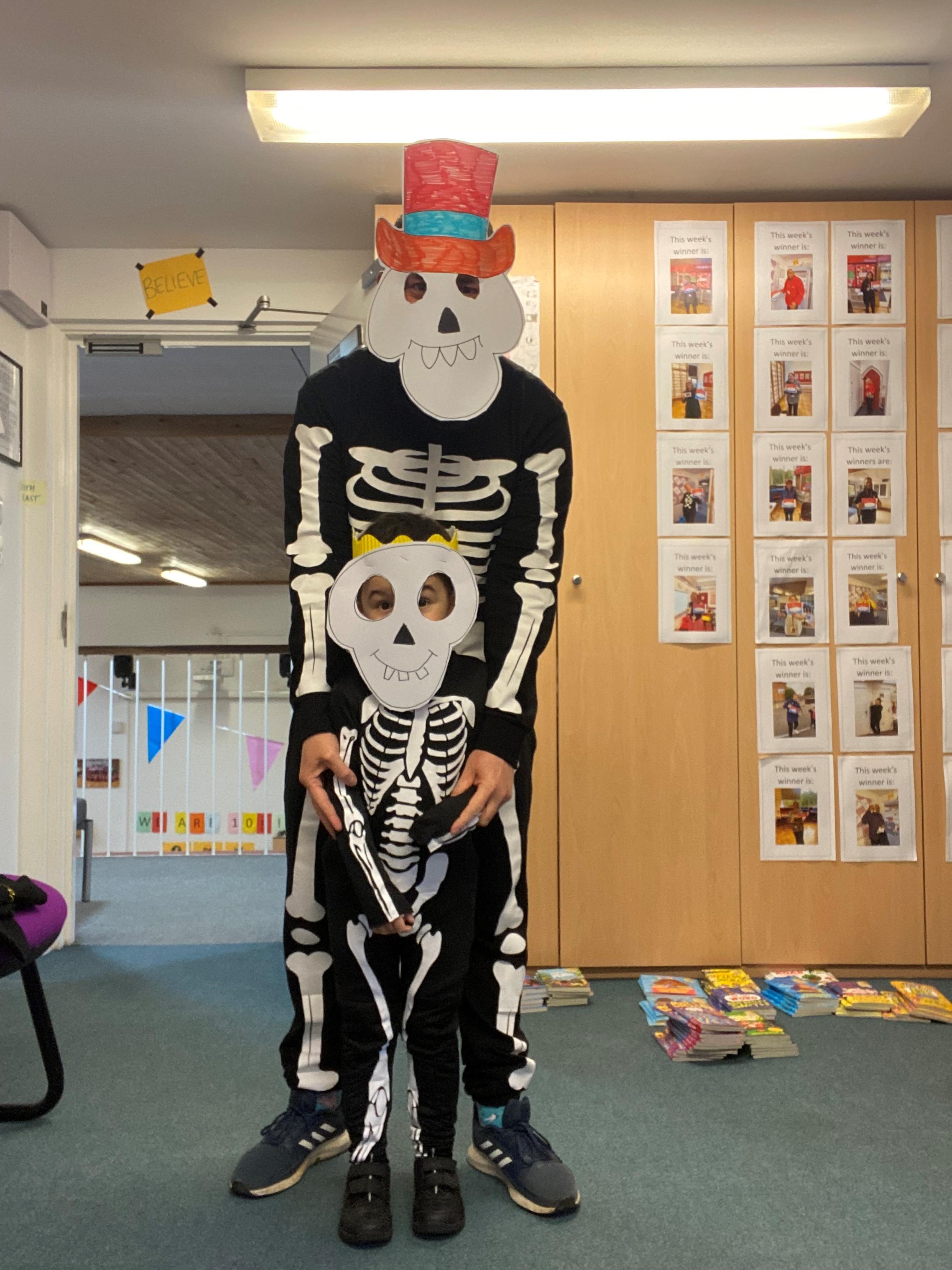 Bucks Free Press: Otto and Ed Tang on World Book Day as Funny Bones skeletons