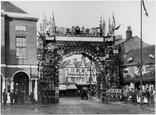 Bucks Free Press: No one does a chair arch quite like High Wycombe. BFP archive photo from January 1880, courtesy of swop.org.uk