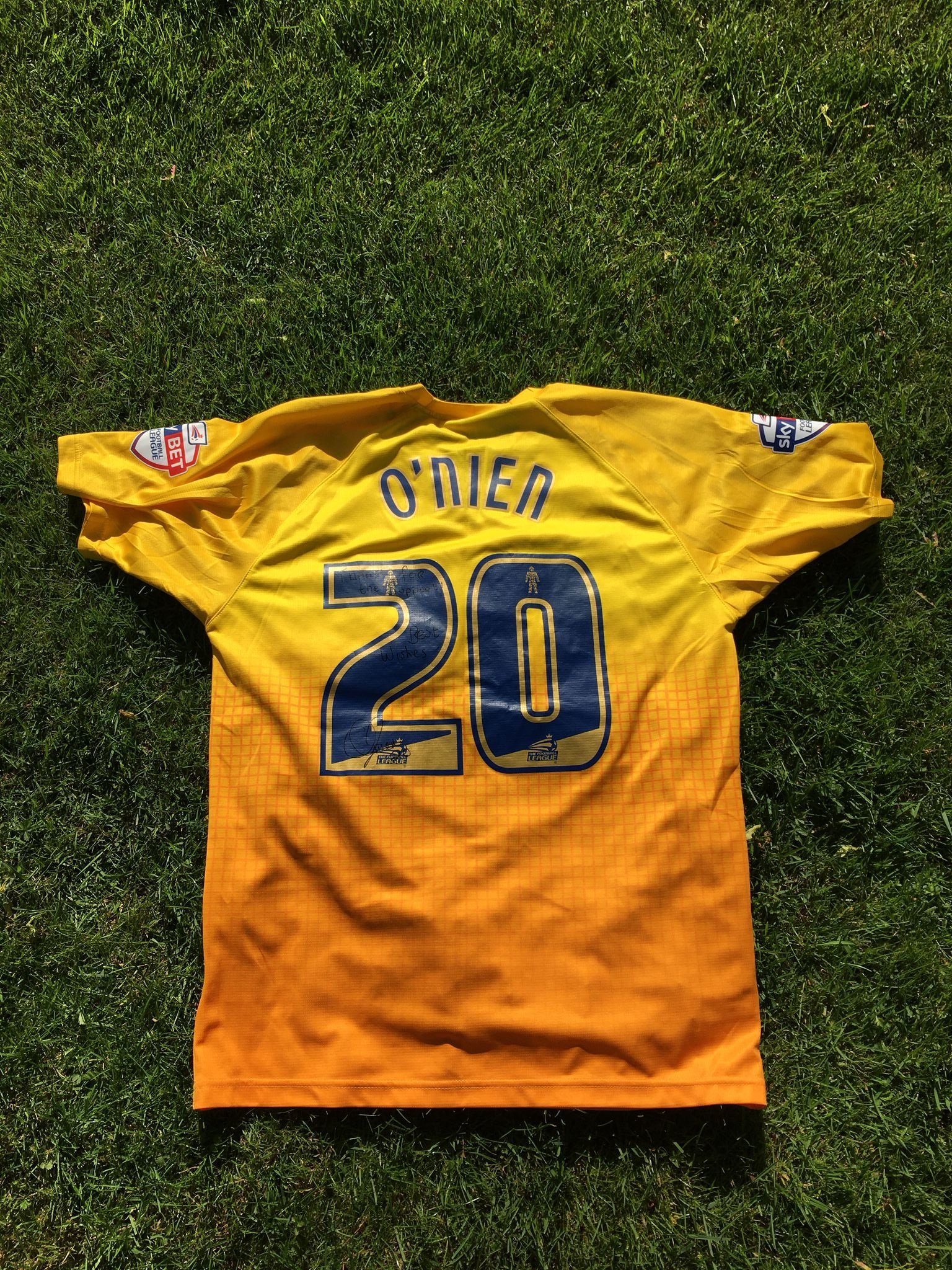 The signed Luke ONien shirt from the 2014-16 seasons