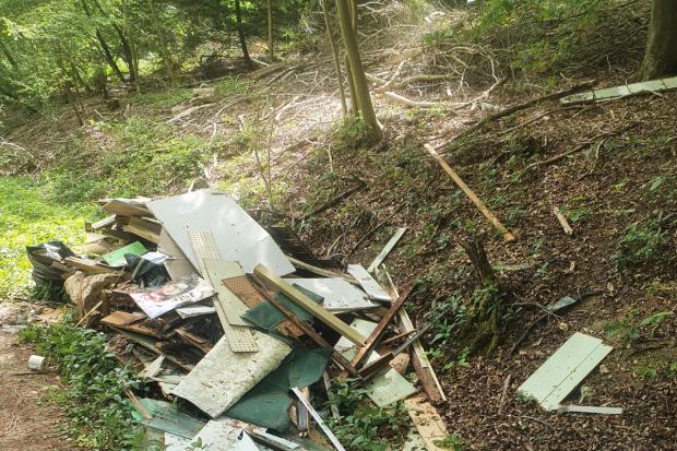 Bucks Free Press: The pile of mixed rubbish in the woods. 