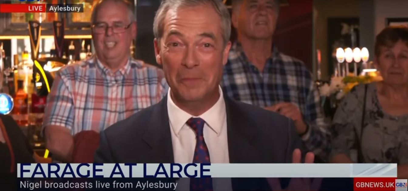 Nigel Farage was in Aylesbury on May 26 (screengrab from GB News YouTube channel)