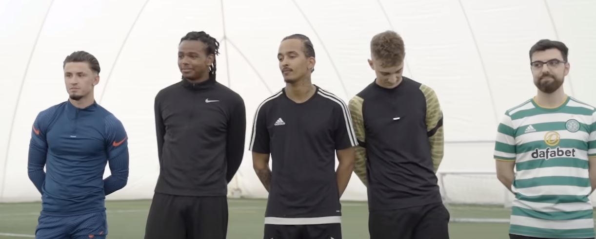 The five footballers had to show off their skills in front of the YouTubers (Screengrab from Sharkys YouTube video)