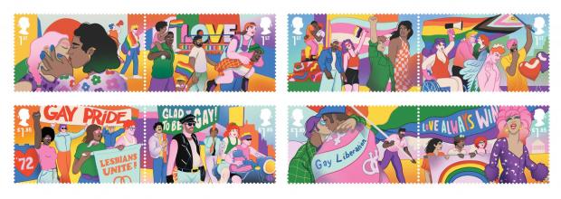Bucks Free Press: The set of eight new stamps being issued to mark the 50th anniversary of the UK’s first Pride rally. Picture: Royal Mail/PA