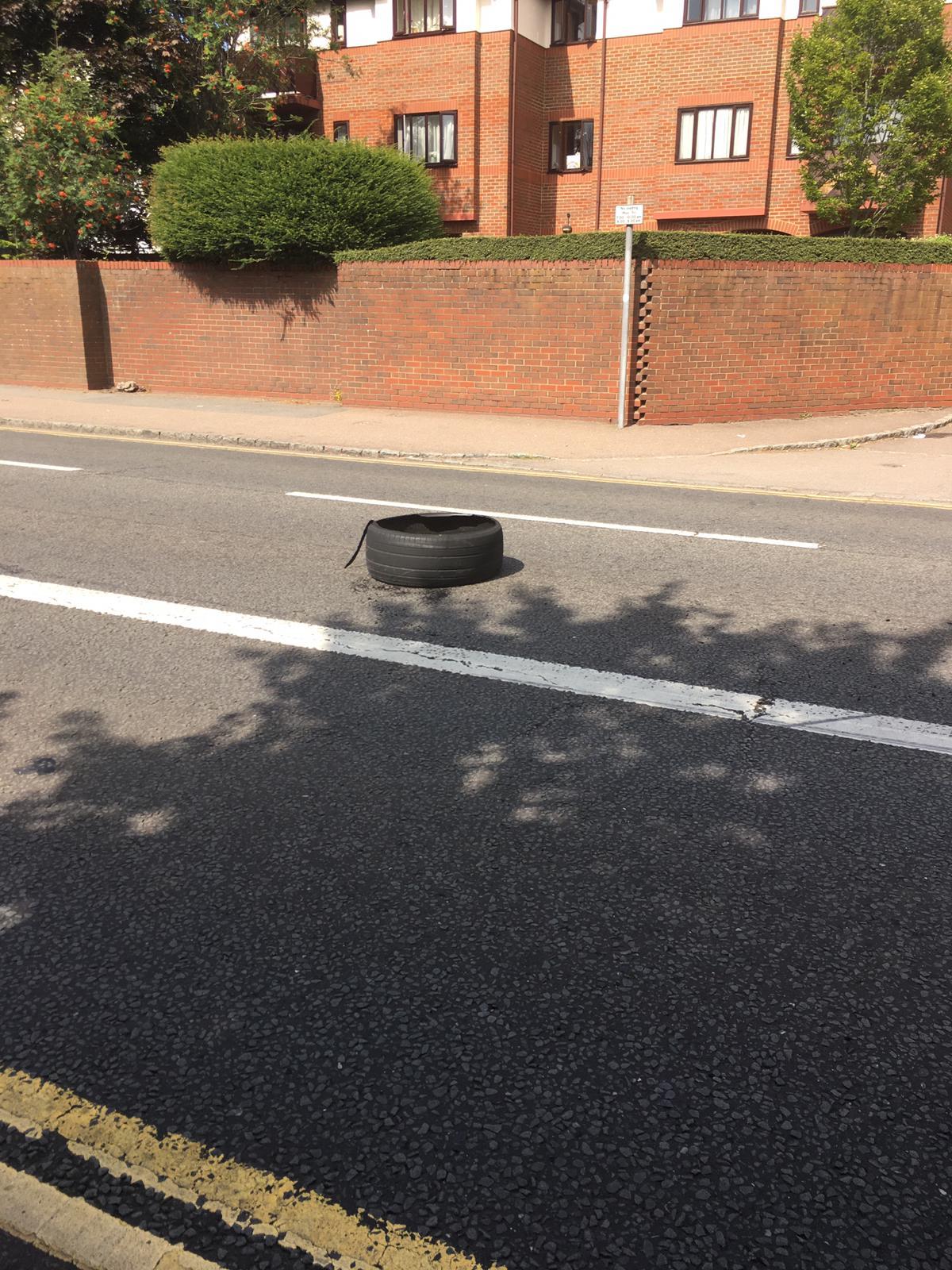 It is not known how long the tyre was left in the middle of the road