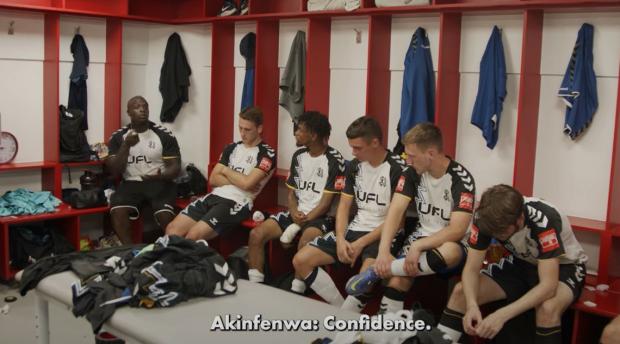 Bucks Free Press: The striker also led the half-time team talk (Screengrab from Hashtag United's YouTube channel)