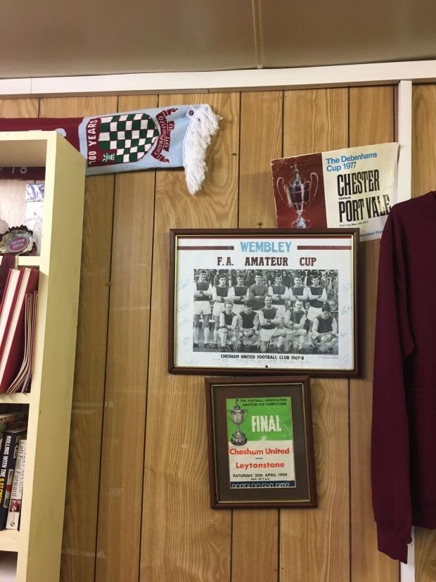 Bucks Free Press: One of the oldest items in the shop is a frame photo of the Chesham United team that played at Wembley Stadium in 1968 