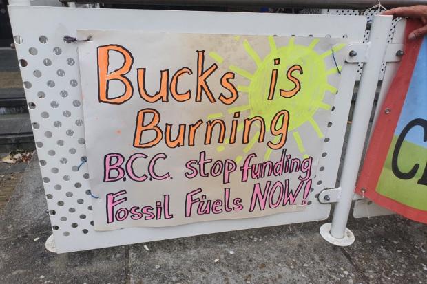 Bucks Free Press: A banner outside High Wycombe Magistrates' Court on July 20.