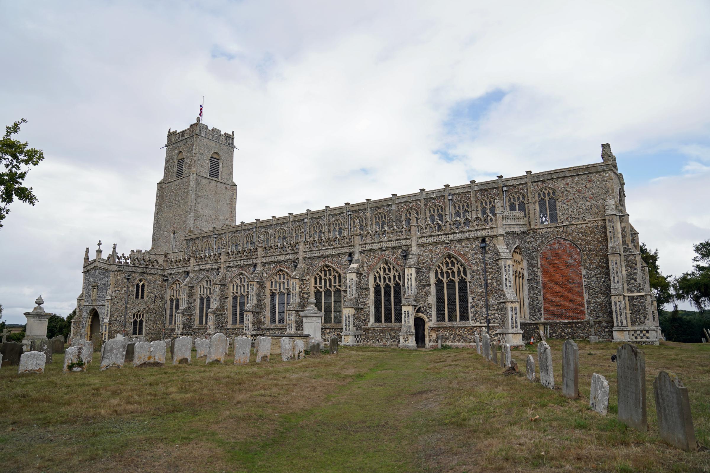 A general view of Holy Trinity Church in Blythburgh, Suffolk, before mourners arrive for the funeral of TV presenter and journalist Bill Turnbull (PA)