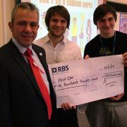 Elyas Coutts and Mike Sutton (right) with lecturer Alan Bird (left)