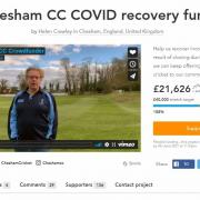 A screenshot from the fundraising page at Chesham Cricket Club