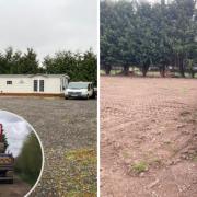 The site before with the unauthorised dwellings and after.
