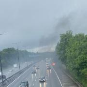Video shows car on fire on M40 - as other drivers pass through thick smoke