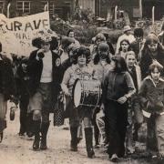 Picture 1: The fundraiser marchers pictured by a Bucks Free Press photographer in 1977.