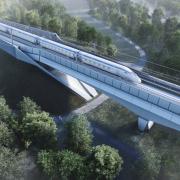 A CGI depiction of the Colne Valley Viaduct's north abutment (Image: HS2 Ltd)