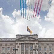 The Red Arrows flying over Buckingham Palace during a flypast following the Trooping the Colour ceremony at Horse Guards Parade, for the Platinum Jubilee Picture: CPL VICTORIA GOODAL/MOD/PA