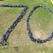 More than 1000 people created the human '70' to mark the Platinum Jubilee. (All images: Sarah Melvin/Beaconsfield High School)