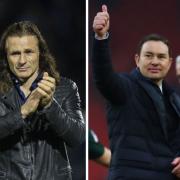 Gareth Ainsworth (left) faces Derek Adams (right) for the first time since January 2019 (PA)