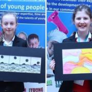 Young Artist entries from Charlotte (left) and Sophie from Pipers Corner School