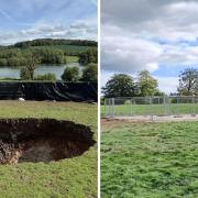 Pollution has not been found at the 'HS2' sinkhole near Amersham, which has now been filled in (R), the Environment Agency has said