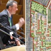 Councillor Ed Gemmell (L) slammed his hand on the desk during an impassioned speech about his opposition to the new housing plan in Hazlemere (R)