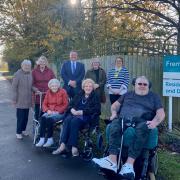 Back row from right: Fremantle Court manager Claire Watson, Deborah Panikkar and Buckinghamshire Council’s Cabinet Member for Transport, Steven Broadbent, with residents of the care home
