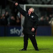 Steve Evans, pictured celebrating Stevenage's 1-0 win over Lincoln City on November 18, had a lot to say about Wycombe Wanderers