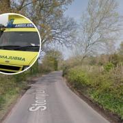 Ambulance treats man after car overturns