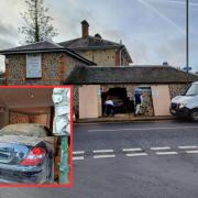 Nursery is damaged after car plunges through its wall
