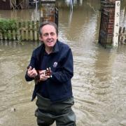 Care worker braves the floods to cheer up residents in Bucks town