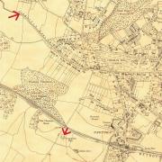 Ordance Survey map of 1925 showing Copperkin Lane and Copperkins Dell marked with red arrows, courtesy of Amersham Museum