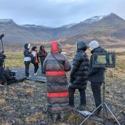 Students on set in Iceland