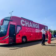 Labour Party campaign bus in Buckinghamshire