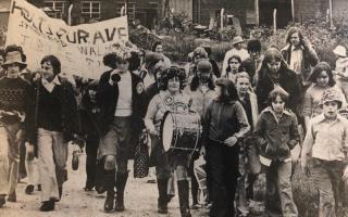 Picture 1: The fundraiser marchers pictured by a Bucks Free Press photographer in 1977.