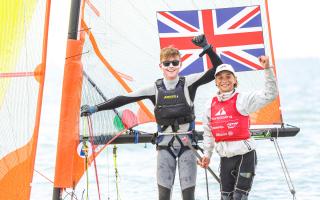 Leo Wilkinson and Santi Sesto Cosby at the Youth World Championships (British Youth Sailing)