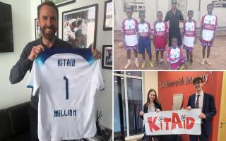 Gareth Southgate (left) has supported a kit charity that is based near Bucks. Clubs such as Chesham (top right) and volunteers in Amersham (bottom left), have helped