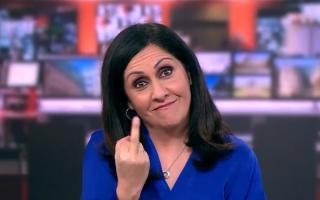 BBC presenter Maryam Moshiri was seen 'flipping the bird' live on a news broadcast
