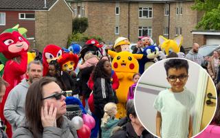 The walk was organised in support of Kaiden Walker (inset), who has been battling cancer
