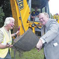 Digging in: Royal Borough Mayor Eric Wiles and site archaeologist Anne Griffin launch the dig 